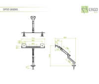 Настольное шарнирное крепление для 2 мониторов ErgoFount DFST-202DG