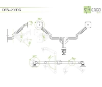 Настольное шарнирное крепление для 2 мониторов ErgoFount DFS-202DC