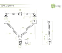 Настольное шарнирное крепление для 2 мониторов ErgoFount DFS-202DVC