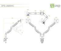 Настольное шарнирное крепление для 2 мониторов ErgoFount DFS-202DVC