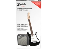 Комплект: электрогитара (черная) + комбо 10Вт + акс Fender Squier Stratocaster® Pack, Laurel Fingerboard, Black, Gig Bag
