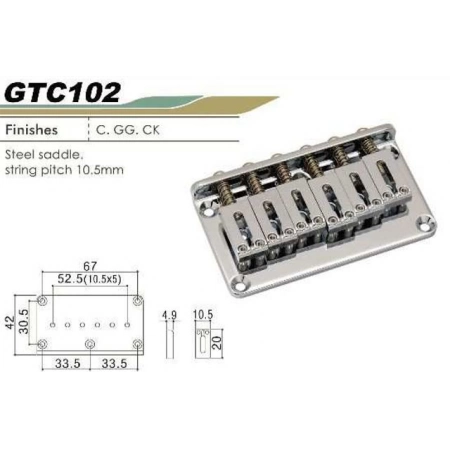 Фиксированный бридж strat style GOTOH GTC-102-CK
