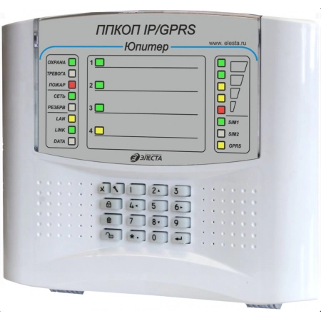 Прибор приемно-контрольный охранно-пожарный Элеста Юпитер-1433 (4 IP/GPRS), пластик, встроенная клавиатура