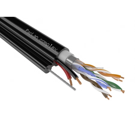 Комбинированный кабель для подключения уличных IP-камер видеонаблюдения с ИК подсветкой, подогревом и ДУ Паритет ParLan complex F/UTP2 Cat5e + 2х0,75 PVC/PEtr