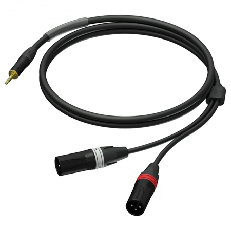 Аудиокабель miniJack 3,5 мм стерео (вилка) – 2х XLR 3-pin (вилка), гибкий, UltraFlex™ Procab PRA712/3