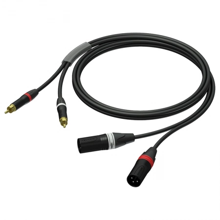 Аудиокабель 2х XLR 3-pin (вилка) – 2х RCA (вилка), гибкий, UltraFlex™ Procab PRA701/3