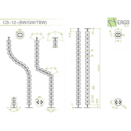 Изображение 2 (Вертикальный гибкий кабель-канал ErgoFount CS-12-BW)
