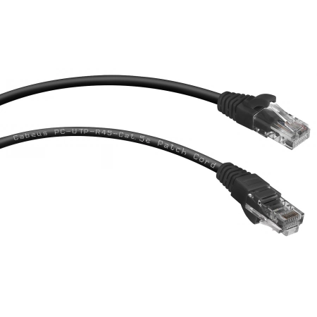 Патч-корд медный CABEUS PC-UTP-RJ45-Cat.5e-0.15m-BK (8990c)